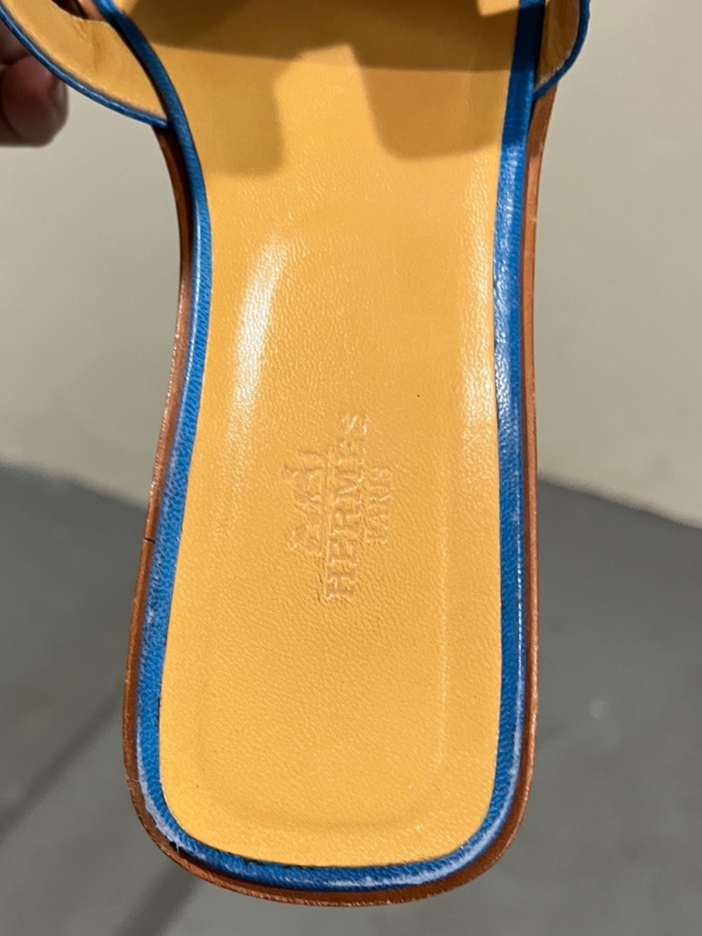 BLUE Hermes ORAN Slide sandals 38.5 Women Made in Italy - Picture 5 of 10